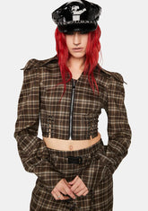 Plaid Peplum Sleeve Top