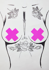 Neon Pink Cross Pasties