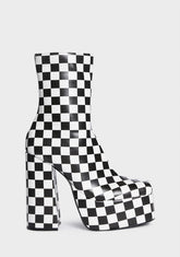 Pistol Checkered Platform Boots