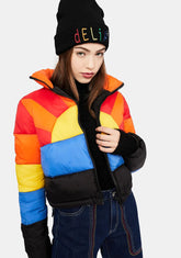 Sweet Retreat Rainbow Puffer Jacket