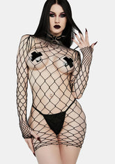 Faint Of Heart Fishnet Mini Dress