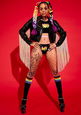 Love Wins Rainbow Fringe Moto Jacket