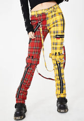 Split Leg Plaid Bondage Pants