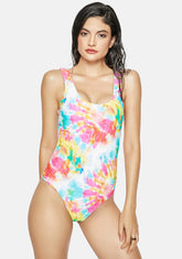 The Pink Tie Dye 90s One-Piece Swimsuit