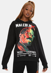 Malcolm X Embroidered Portrait Graphic Hoodie