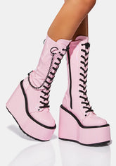 Pink Holographic Purgatory Platform Boots