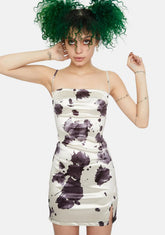 Ink Stain Satin Spandex Betta Mini Dress