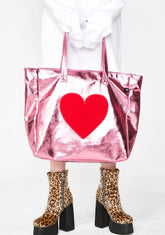 Metallic Heart Tote