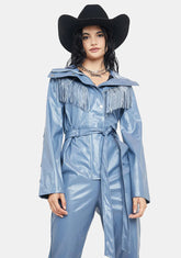 Periwinkle No Free Rides Fringe Jumpsuit