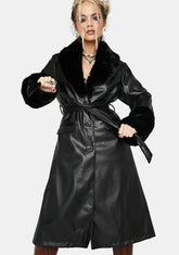 Heart Beat Here Vegan Leather Trench Coat