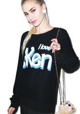 I Love Ken Baggy Beach Jumper - Dark Pink