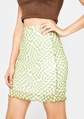 Sophia Mesh Checkered Skirt