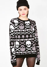 Stars & Skulls Ugly Christmas Halloween Sweater