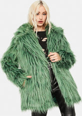 Green Faux Fur Coat