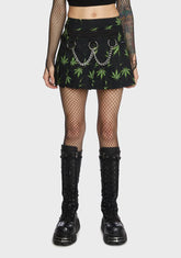Grass Mary Chain Pleated Skirt