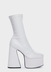 White Over It Platform Sock Boots