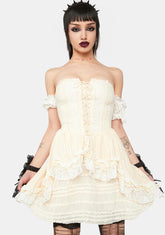 White Lace Up Corset Mini Dress
