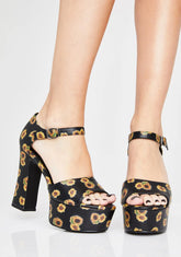 Sunflower Haven Platform Sandals