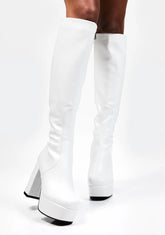 White Whatta Showdown Knee High Boots