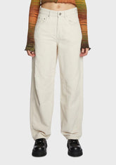 Corduroy Logan Cinch Back Pants - Winter White