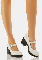 White Lita Heeled Mary Janes