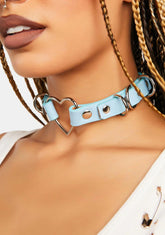 Light Blue Heart Ring Choker