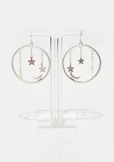 Moon And Stars Hoop Earrings