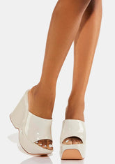 White Rolo Wedge Heels