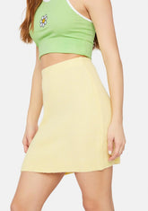 Yellow Textured Mini Skirt