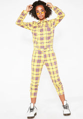 Caution Grunge Gang Plaid Jumpsuit