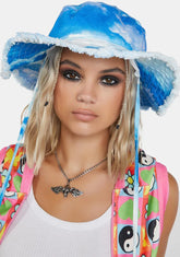 Cloud Print Denim Fisherman Hat