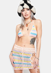 Skip The Chit Chat Crochet Skirt Set