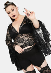 Mystic Shadows Of Moonlight Lace Bell Sleeve Top