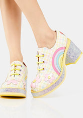 Yellow Rainbows And Love Platform Oxfords