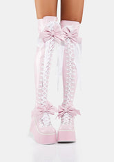 Pastel Gothic Princess Thigh High Boots