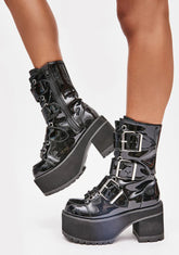 Patent Ranger Platform Ankle Boots