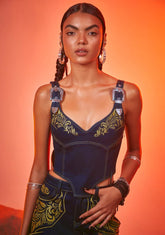 Cowgirl Ride Denim Corset Top