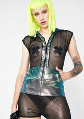 Black Opal Mesh Zipper Front Romper