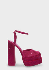 Wide Fit Pink Sparkly Moonchild Platform Heels