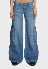 Low Rise Puddle Cargo Jeans