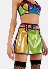 Rainbow Runner Glitter Mini Skirt