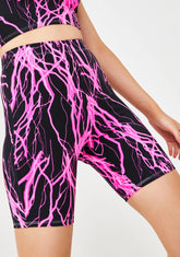 Pink Electric Biker Shorts