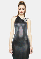Wicked Fave Fan Hologram Maxi Dress