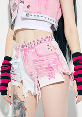 Perfect Poison Acid Wash Denim Shorts