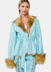 Aqua Can't Be Outshined Vegan Leather Jacket