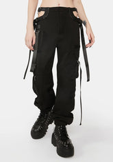 Black Cut Out Workwear Pants
