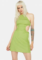 Clearly Lovely Ruched Halter Mini Dress