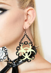 Radioactive Heart Chain Earrings