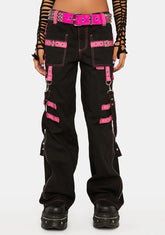 Pink Buckle Strap And Ring Pants