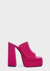 Wide Fit Pink Sky High Platform Mules